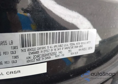 2017 Chrysler Pacifica Touring-L z USA, uszkodzony, nr VIN 2C4RC1BG0HR762552